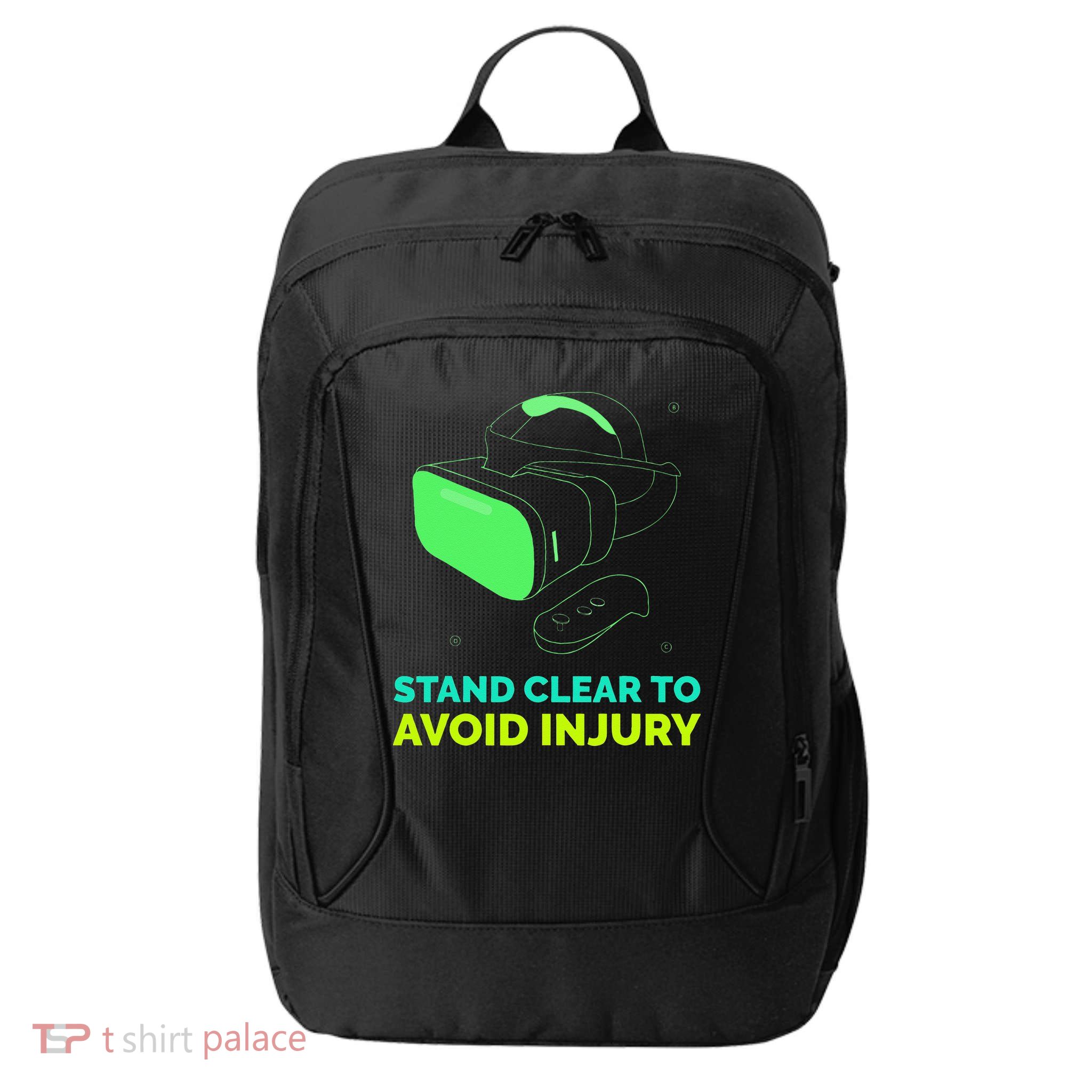Funny Virtual Reality Hazard VR Stay Clear To Avoid Injury City Backpack