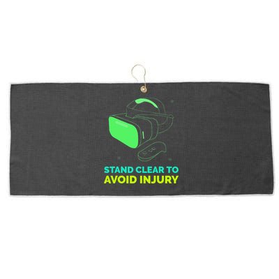 Funny Virtual Reality Hazard VR Stay Clear To Avoid Injury Large Microfiber Waffle Golf Towel