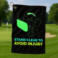 Funny Virtual Reality Hazard VR Stay Clear To Avoid Injury Golf Towel