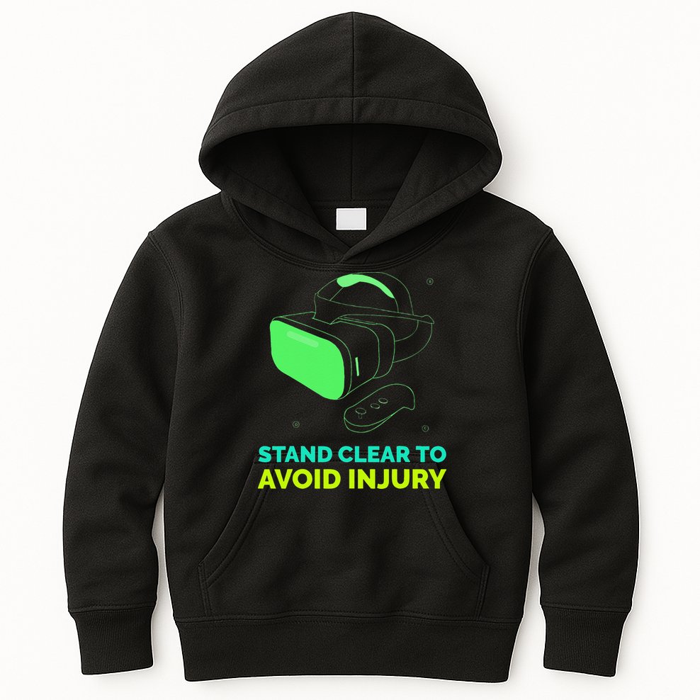 Funny Virtual Reality Hazard VR Stay Clear To Avoid Injury Kids Hoodie