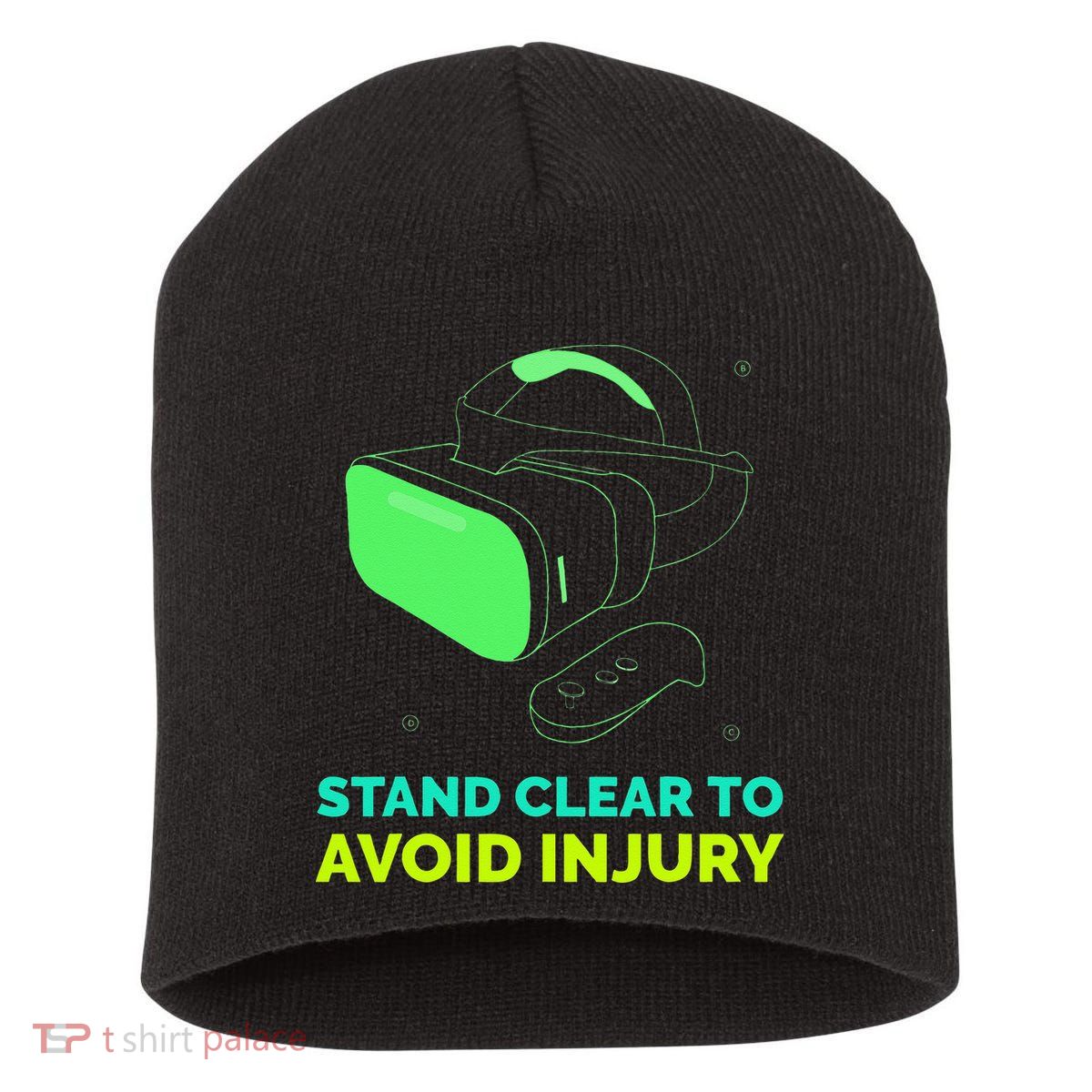 Funny Virtual Reality Hazard VR Stay Clear To Avoid Injury Short Acrylic Beanie