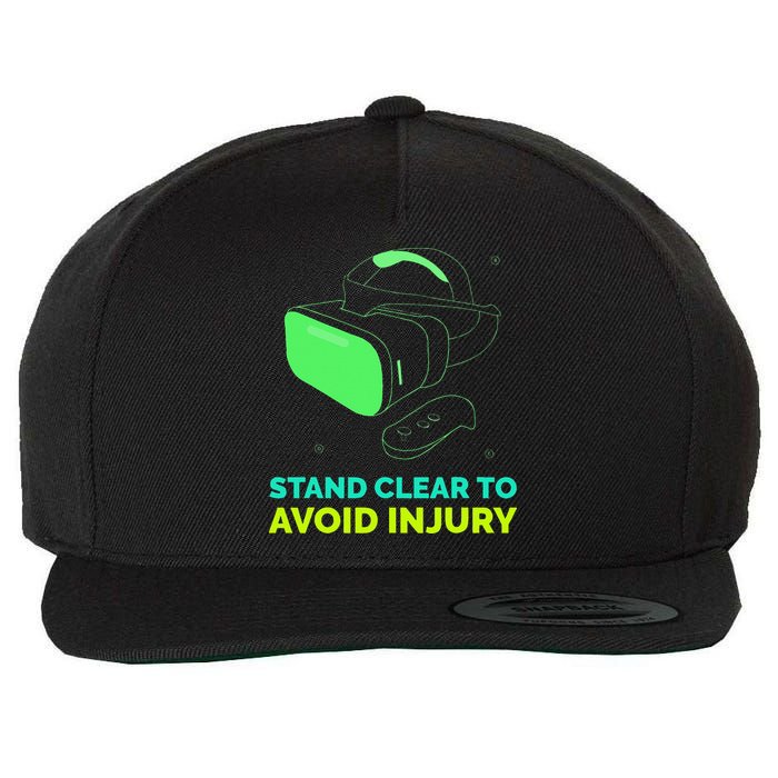 Funny Virtual Reality Hazard VR Stay Clear To Avoid Injury Wool Snapback Cap