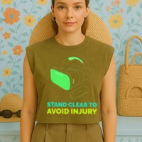 Funny Virtual Reality Hazard VR Stay Clear To Avoid Injury Garment-Dyed Women's Muscle Tee
