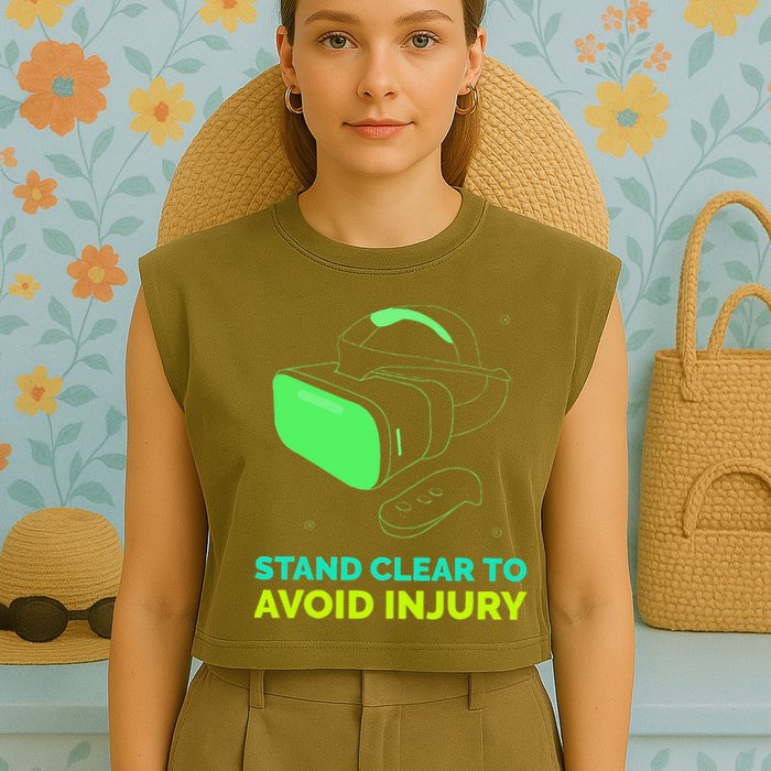 Funny Virtual Reality Hazard VR Stay Clear To Avoid Injury Garment-Dyed Women's Muscle Tee