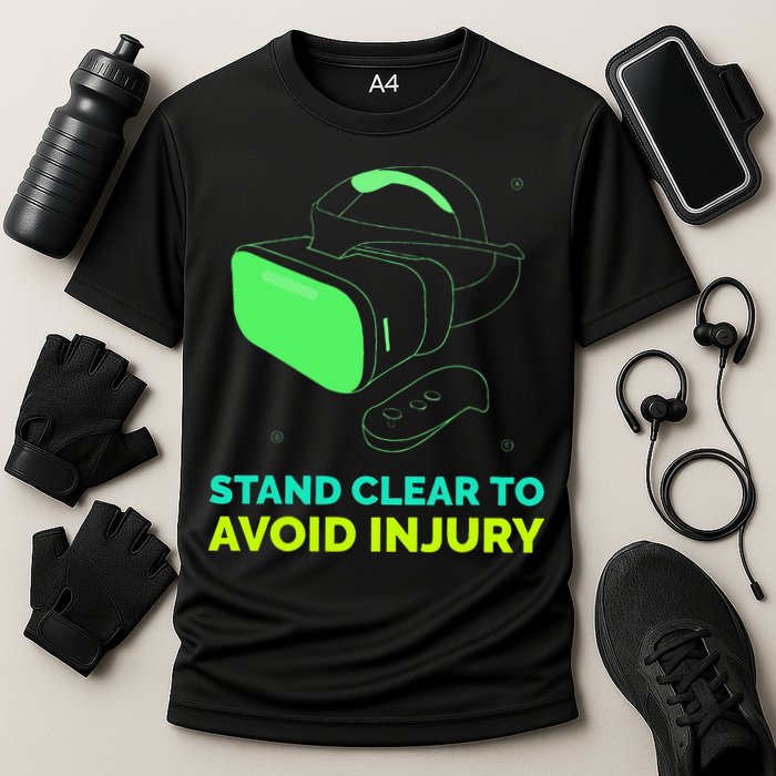 Funny Virtual Reality Hazard VR Stay Clear To Avoid Injury Performance Shirt