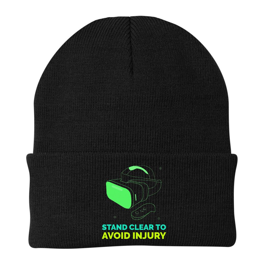 Funny Virtual Reality Hazard VR Stay Clear To Avoid Injury Beanie