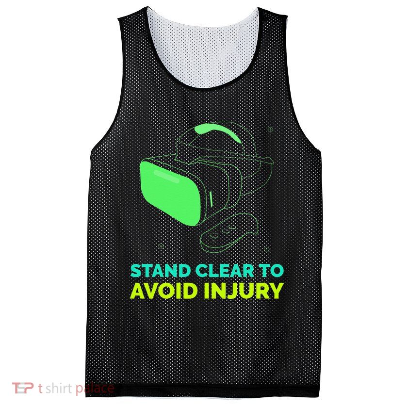 Funny Virtual Reality Hazard VR Stay Clear To Avoid Injury Mesh Reversible Basketball Jersey Tank