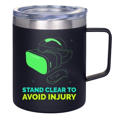 Funny Virtual Reality Hazard VR Stay Clear To Avoid Injury 12oz Stainless Steel Coffee Mug
