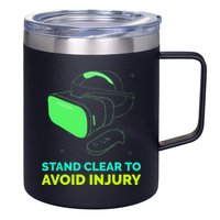 Funny Virtual Reality Hazard VR Stay Clear To Avoid Injury 12oz Stainless Steel Coffee Mug