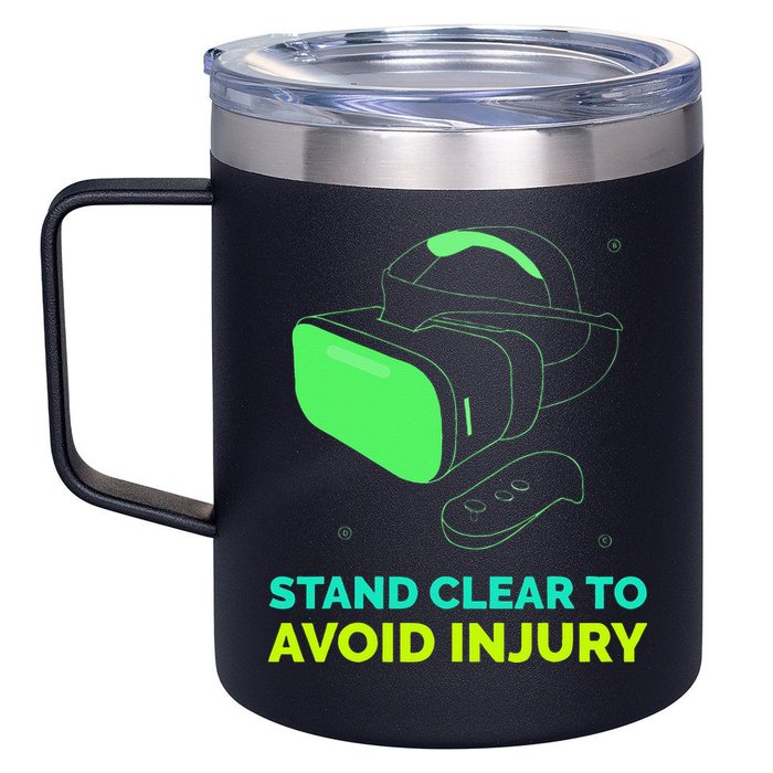 Funny Virtual Reality Hazard VR Stay Clear To Avoid Injury 12oz Stainless Steel Coffee Mug