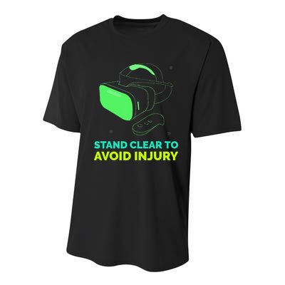 Funny Virtual Reality Hazard VR Stay Clear To Avoid Injury Youth Performance Sprint T-Shirt