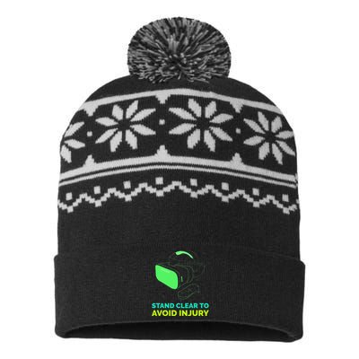 Funny Virtual Reality Hazard VR Stay Clear To Avoid Injury USA-Made Snowflake Beanie