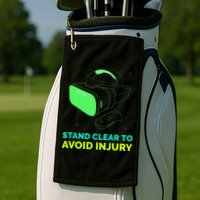 Funny Virtual Reality Hazard VR Stay Clear To Avoid Injury Golf Towel