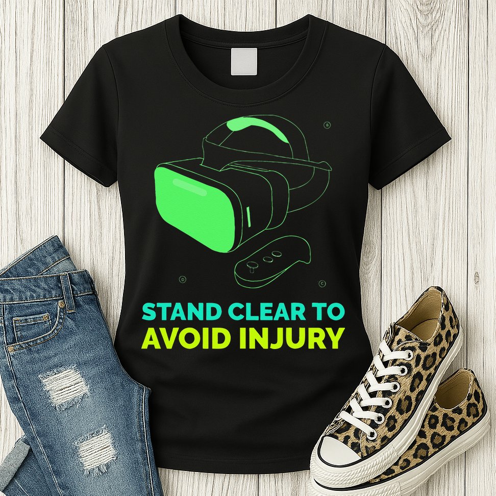 Funny Virtual Reality Hazard VR Stay Clear To Avoid Injury Womens T-Shirt