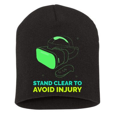 Funny Virtual Reality Hazard VR Stay Clear To Avoid Injury Short Acrylic Beanie