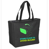 Funny Virtual Reality Hazard VR Stay Clear To Avoid Injury Zip Tote Bag