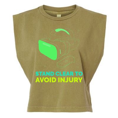 Funny Virtual Reality Hazard VR Stay Clear To Avoid Injury Garment-Dyed Women's Muscle Tee