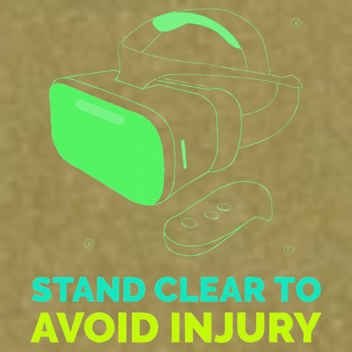 Funny Virtual Reality Hazard VR Stay Clear To Avoid Injury Garment-Dyed Women's Muscle Tee