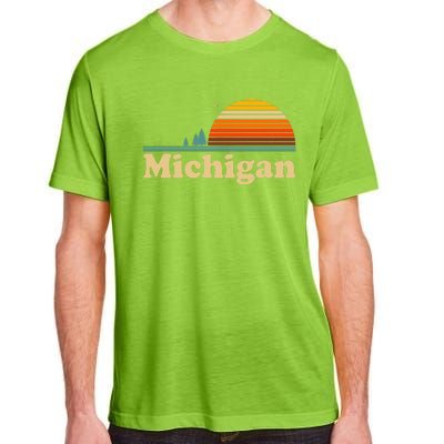 Funny Vintage Retro Michigan Sunset Logo Adult ChromaSoft Performance T-Shirt