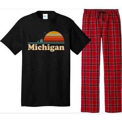 Funny Vintage Retro Michigan Sunset Logo Pajama Set