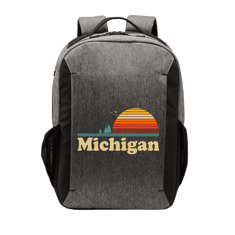Funny Vintage Retro Michigan Sunset Logo Vector Backpack
