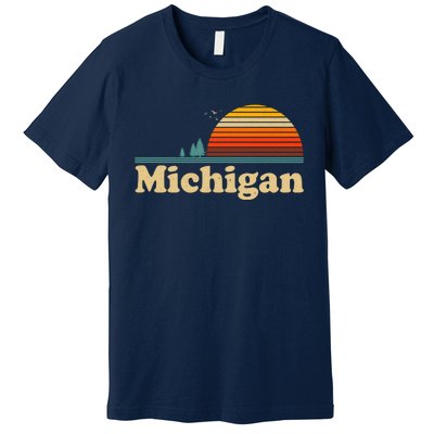 Funny Vintage Retro Michigan Sunset Logo Premium T-Shirt