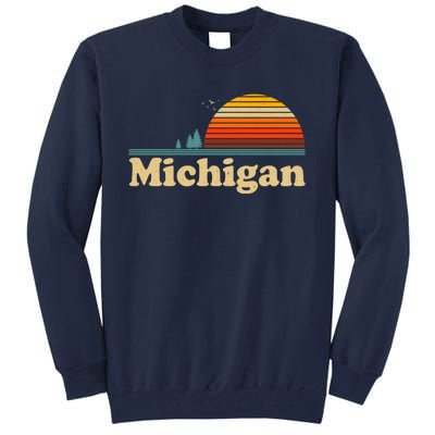 Funny Vintage Retro Michigan Sunset Logo Tall Sweatshirt