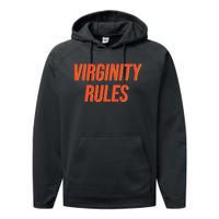 Funny Virginity Rules Funny Virgin Men Women Performance Fleece Hoodie