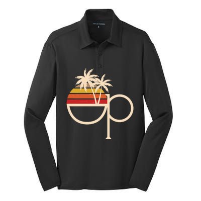 Funny Vintage Retro OP Ocean Pacific Logo Silk Touch Performance Long Sleeve Polo