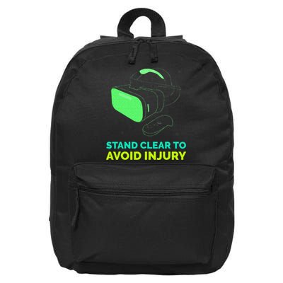 Funny Virtual Reality Hazard VR Stay Clear To Avoid Injury 16 in Basic Backpack
