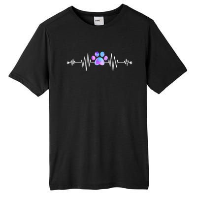 Funny Veterinarian Rainbow Paw Print Heartbeat Vet Tech Gift Tall Fusion ChromaSoft Performance T-Shirt