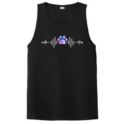 Funny Veterinarian Rainbow Paw Print Heartbeat Vet Tech Gift PosiCharge Competitor Tank