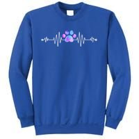 Funny Veterinarian Rainbow Paw Print Heartbeat Vet Tech Gift Sweatshirt