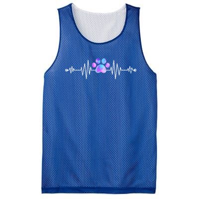 Funny Veterinarian Rainbow Paw Print Heartbeat Vet Tech Gift Mesh Reversible Basketball Jersey Tank