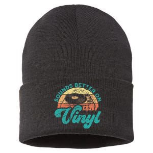 Funny Vinyl Record Quotes Sounds Better On Vinyl Sustainable Knit Beanie