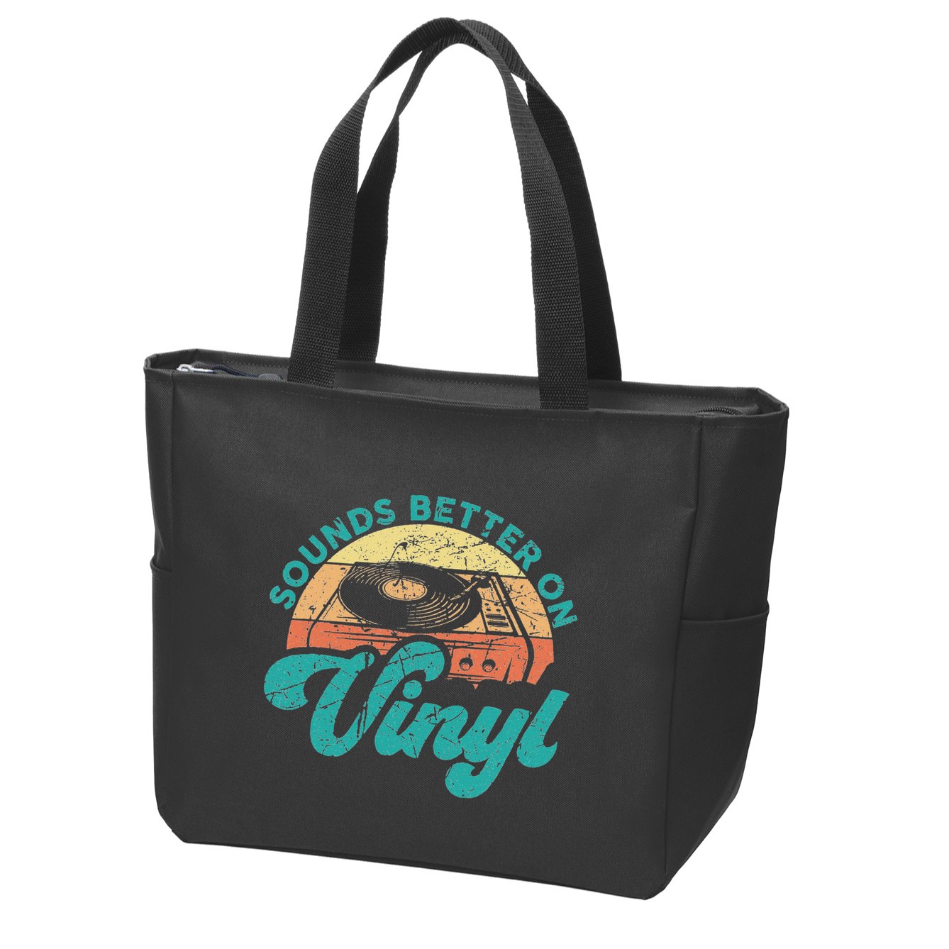 Funny Vinyl Record Quotes Sounds Better On Vinyl Zip Tote Bag