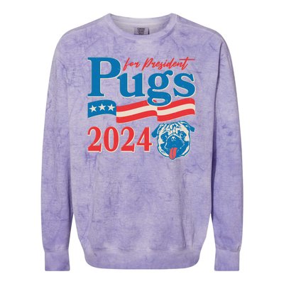 Funny Vintage Retro Pugs For President 2024 Colorblast Crewneck Sweatshirt