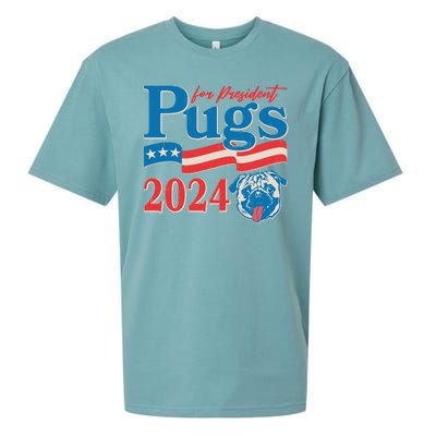 Funny Vintage Retro Pugs For President 2024 Sueded Cloud Jersey T-Shirt