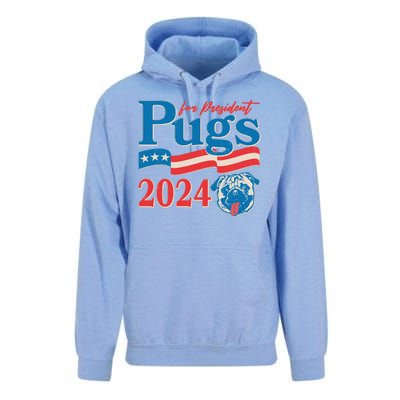 Funny Vintage Retro Pugs For President 2024 Unisex Surf Hoodie