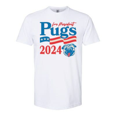 Funny Vintage Retro Pugs For President 2024 Softstyle CVC T-Shirt