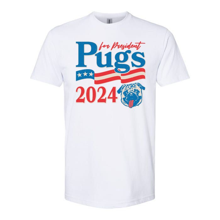 Funny Vintage Retro Pugs For President 2024 Softstyle CVC T-Shirt