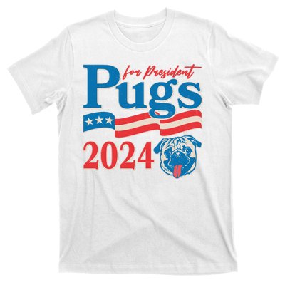 Funny Vintage Retro Pugs For President 2024 T-Shirt