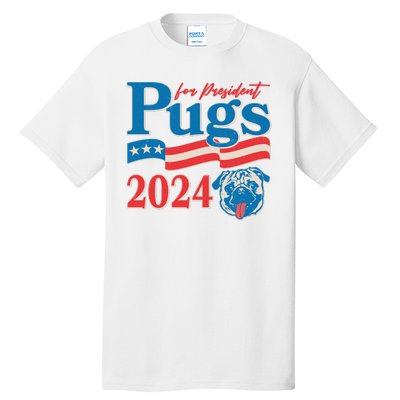 Funny Vintage Retro Pugs For President 2024 Tall T-Shirt