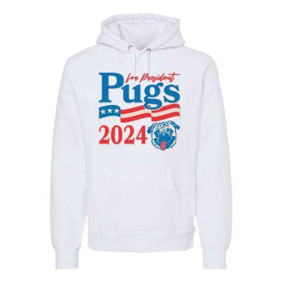 Funny Vintage Retro Pugs For President 2024 Premium Hoodie