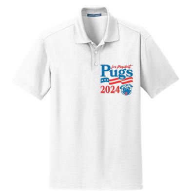 Funny Vintage Retro Pugs For President 2024 Dry Zone Grid Polo