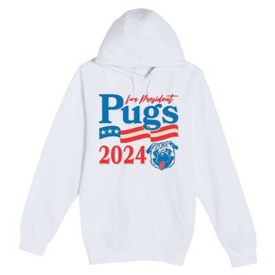 Funny Vintage Retro Pugs For President 2024 Premium Pullover Hoodie