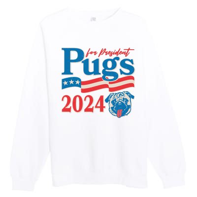 Funny Vintage Retro Pugs For President 2024 Premium Crewneck Sweatshirt