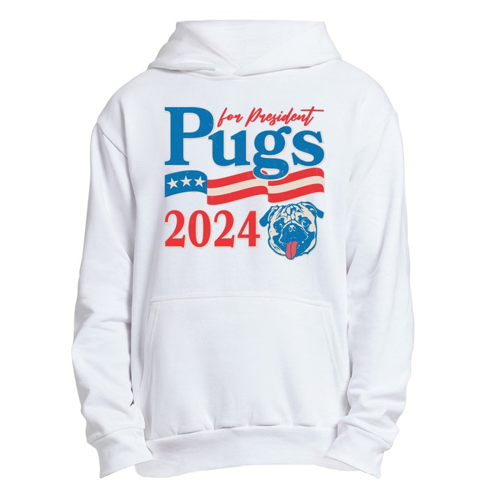 Funny Vintage Retro Pugs For President 2024 Urban Pullover Hoodie