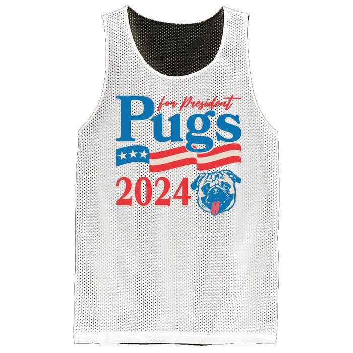 Funny Vintage Retro Pugs For President 2024 Mesh Reversible Basketball Jersey Tank