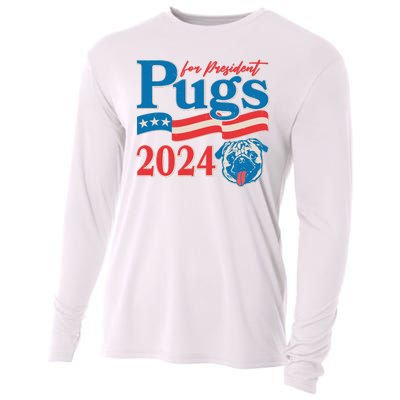 Funny Vintage Retro Pugs For President 2024 Cooling Performance Long Sleeve Crew